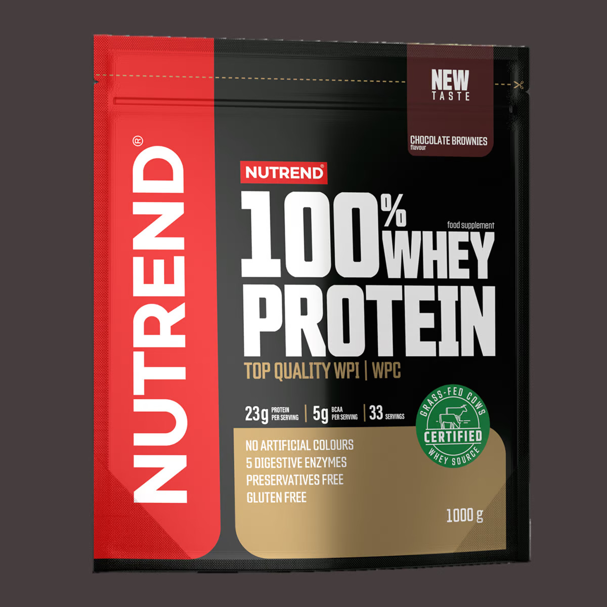 detail protein Nutrend 100% Whey Protein 100g=69Kč