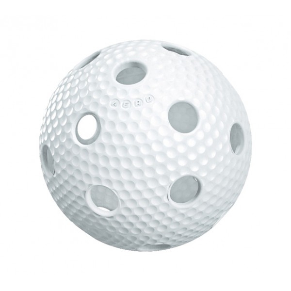 detail míček folrbal Salming Aero Ball bílý