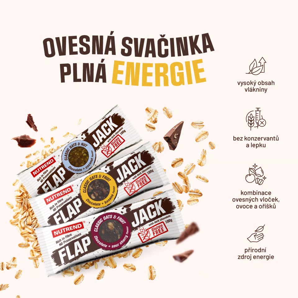 detail tyčinka Nutrend Flapjack Gluten Free 100g 10g=3,9Kč